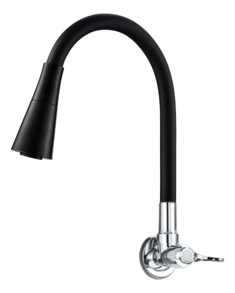 Torneira gourmet luxo flexível cozinha parede preta 2 jatos cor preto Aletronix