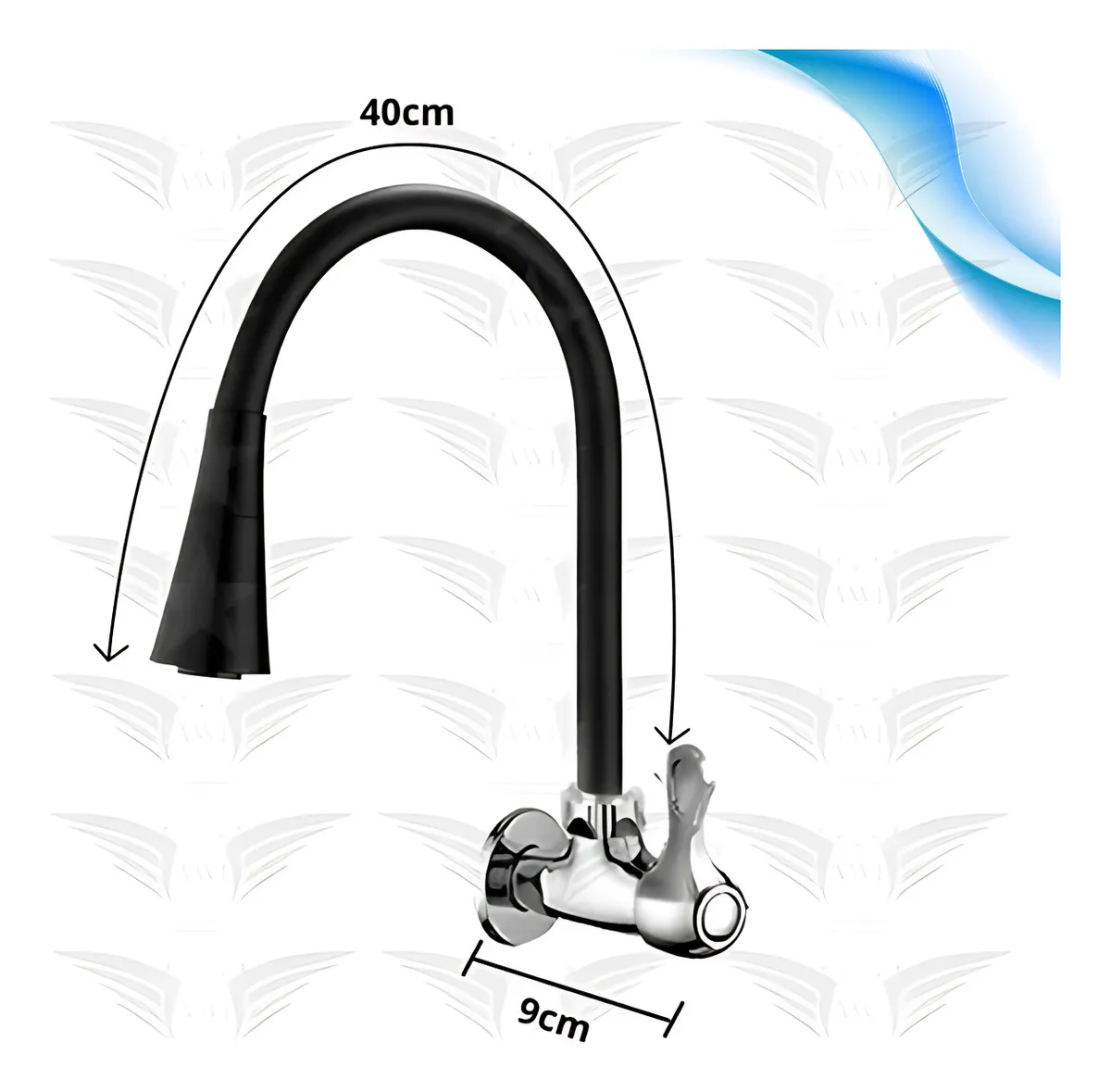 Torneira gourmet luxo flexível cozinha parede preta 2 jatos cor preto Aletronix - Imagem 2