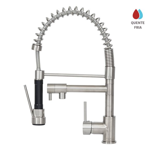 Torneira Monocomando Gourmet de Pia para Cozinha com Bica Alta Flexível Inox Escovado Chery Delinia - Imagem 2