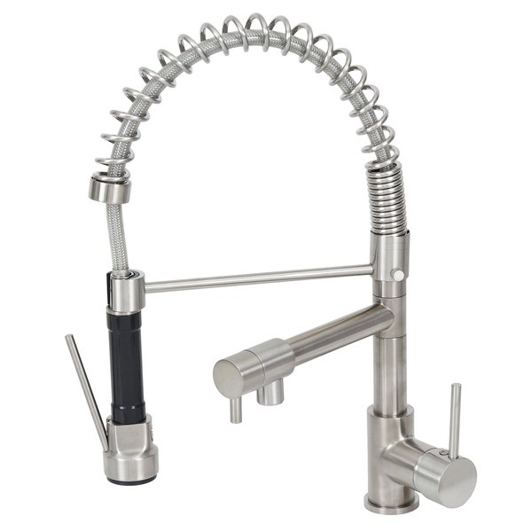 Torneira Monocomando Gourmet de Pia para Cozinha com Bica Alta Flexível Inox Escovado Chery Delinia