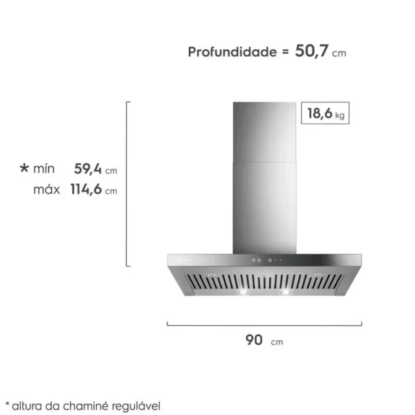 Coifa de Parede Electrolux 90cm Inox Home Pro Painel Frontal de Vidro Espelhado (CE9HP) - Imagem 3