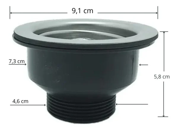 Kit 3 Válvula Pia Cozinha Americana Inox + Sifão Flexível - Imagem 2