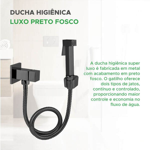 Ducha Higiênica Soft Luxo Cromada 1/4 De Volta - Preto Fosco - Imagem 2