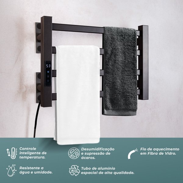 Toalheiro Elétrico Térmico Aquecido 30x 45 Preto 110v  (0) - Imagem 2
