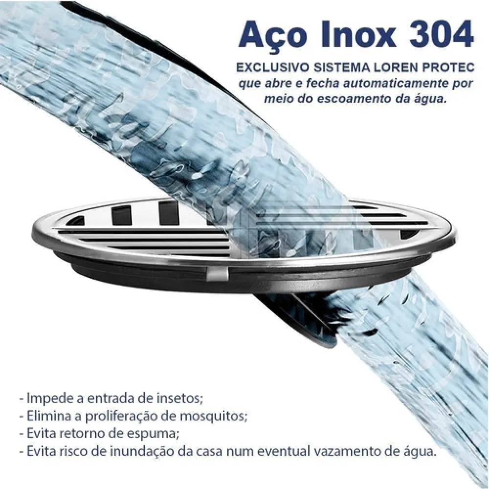 Ralo Inox Redondo Automático Lorenzetti Cano 100mm - Imagem 2