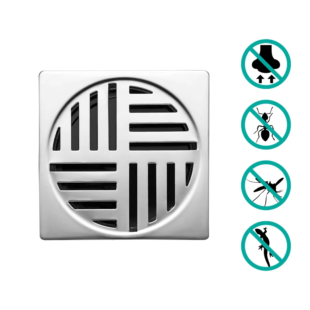 Ralo Automático Inteligente 10 cm Quadrado ABS Cromado - Imagem 4