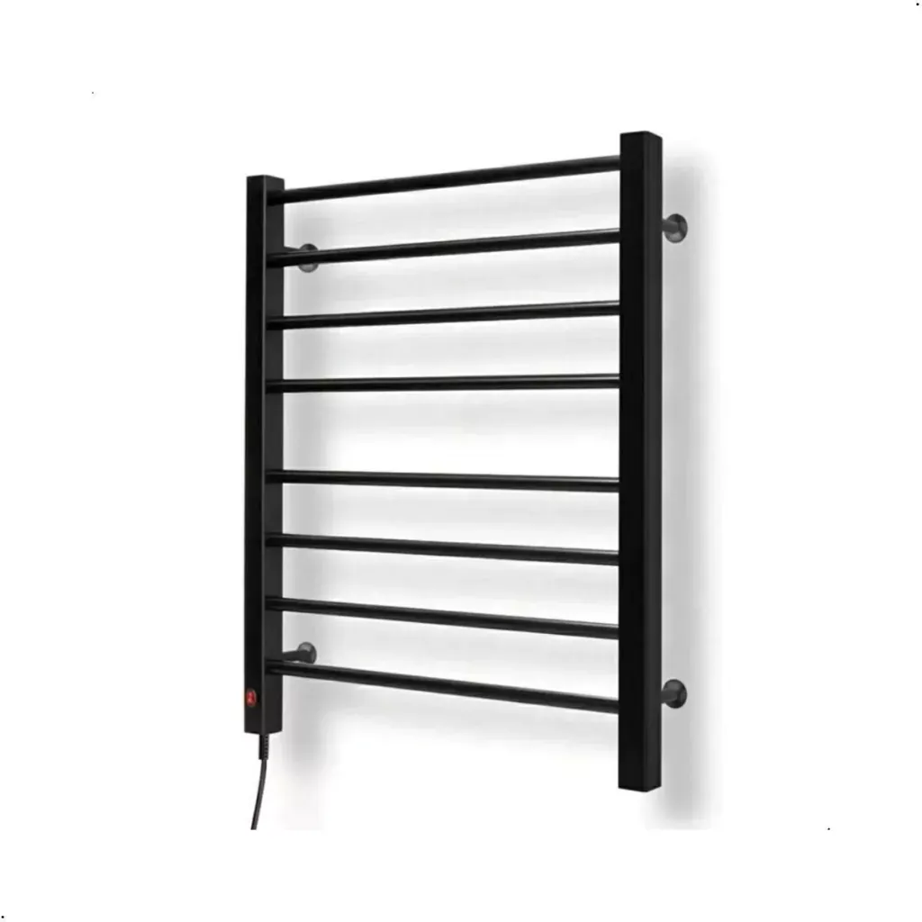 Toalheiro térmico elétrico aço carbono para 2 toalhas preto